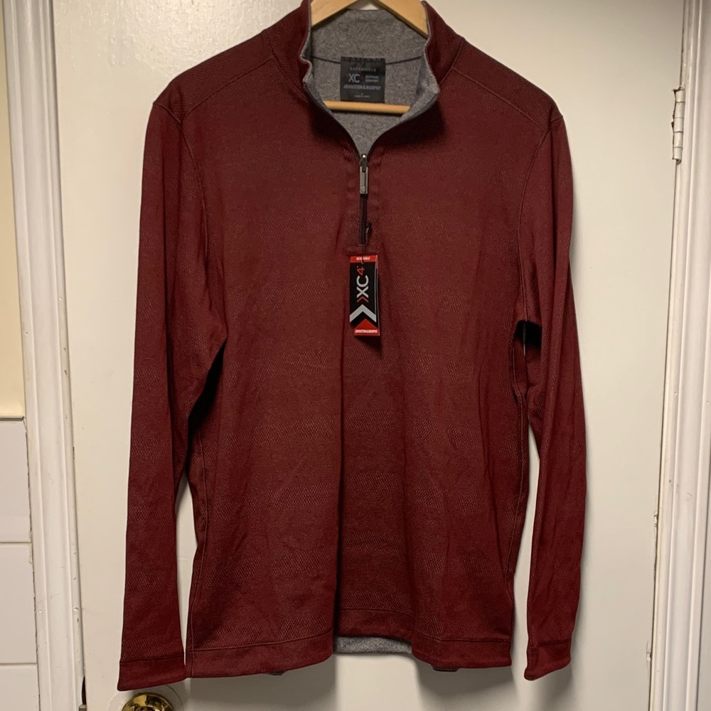 Johnston & Murphy Men's Burgundy Zip-Up Sweater